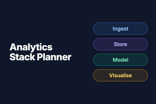 Playful 3D illustration of charts, gauges and data shapes drawn as smiling characters on a dark navy background