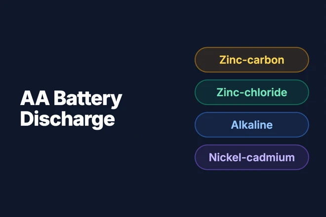 AA Battery Discharge Curves — compare zinc-carbon, zinc-chloride, alkaline and nickel-cadmium chemistries on voltage versus capacity